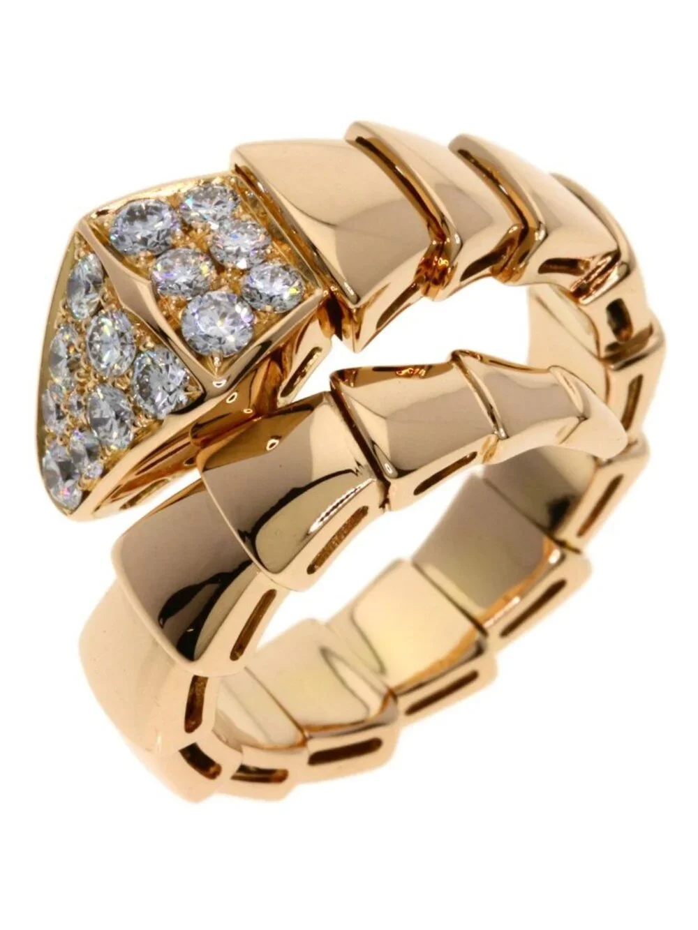 Bvlgari Serpenti Viper Diamond M Ring 18K Pink Gold
